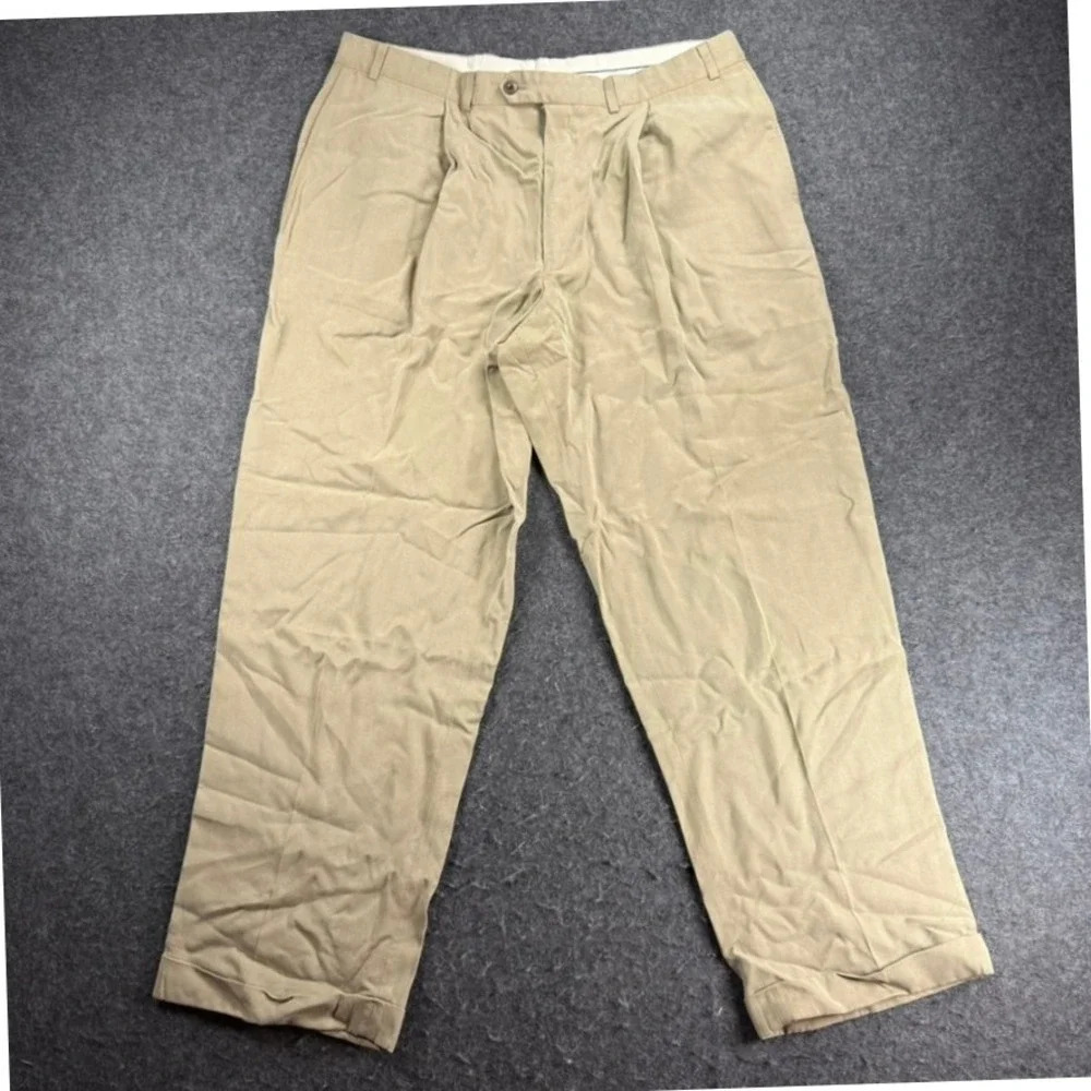 Ralph Lauren Mens Dress Pants 36x28‎ Pleated Khaki Beige Vintage Canada Made Y2K